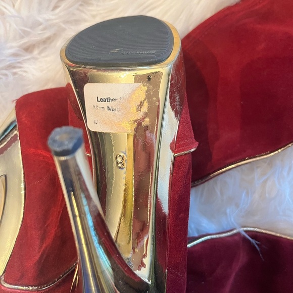 the wild pair tina 2 Burgundy and gold boots vintage 70’s 5 in heels size 38 - Picture 7 of 12